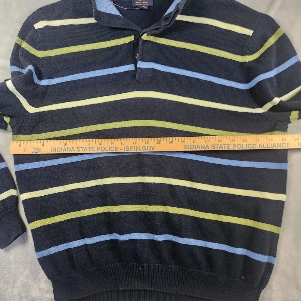 Brooks Brothers Supima Cotton Sweater 1/4 Button XL Navy Blue Long SLeeve Casual